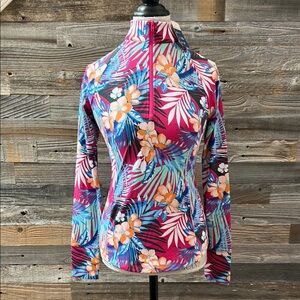 NWT Tommy Bahama Floral Long Sleeve Tennis Golf UPF 50 Active Shirt Size Small